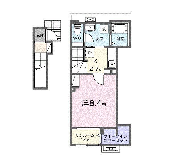 シャンス トロワ(1K/2階)の間取り写真