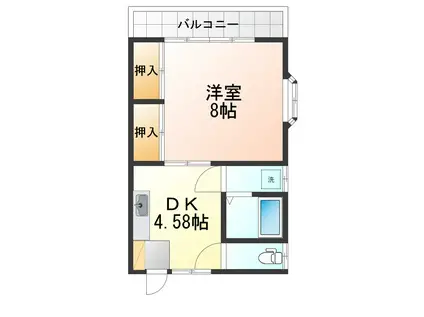 べにばなコーポ(1DK/2階)の間取り写真