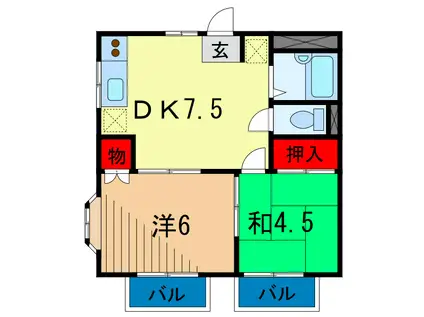 パークタウンアメニティ(2DK/1階)の間取り写真