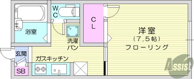ターフハイツ(1K/2階)の間取り写真
