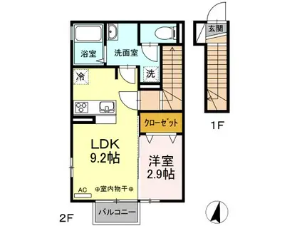 サニーフラットII(1LDK/1階)の間取り写真