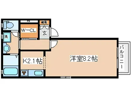 スピランテス(1K/1階)の間取り写真