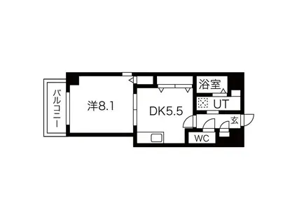 プライムコート栄生(1DK/3階)の間取り写真