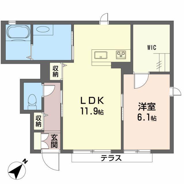メゾン・ド・ヤスナガ(1LDK/1階)の間取り写真