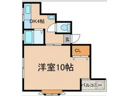 セゼーレ戸崎(1DK/3階)の間取り写真