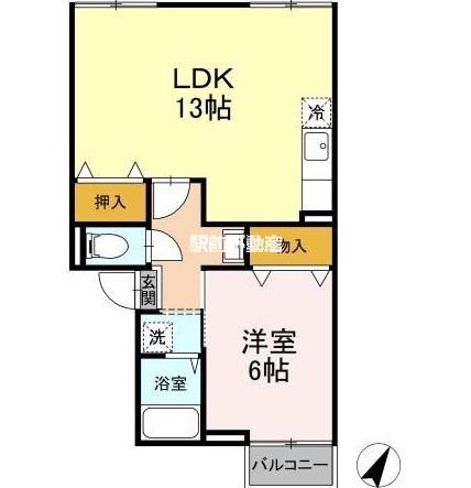 ヴェルドミール(1LDK/1階)の間取り写真