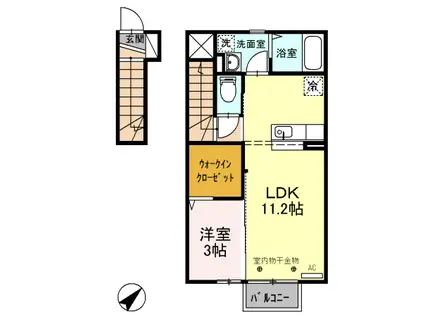 いわて銀河鉄道線 厨川駅 徒歩16分 2階建 築13年(1LDK/2階)の間取り写真