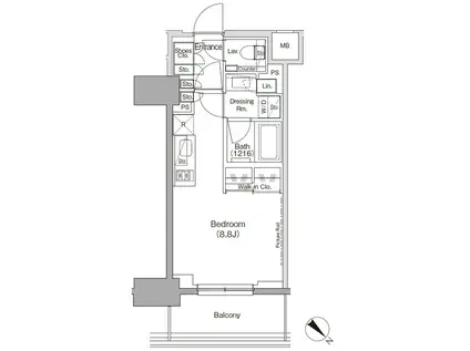THE PARKHABIO TSUKISHIMA FRONT(ワンルーム/4階)の間取り写真