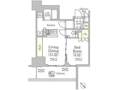 メゾンカルム日本橋馬喰町(1LDK/5階)の間取り写真