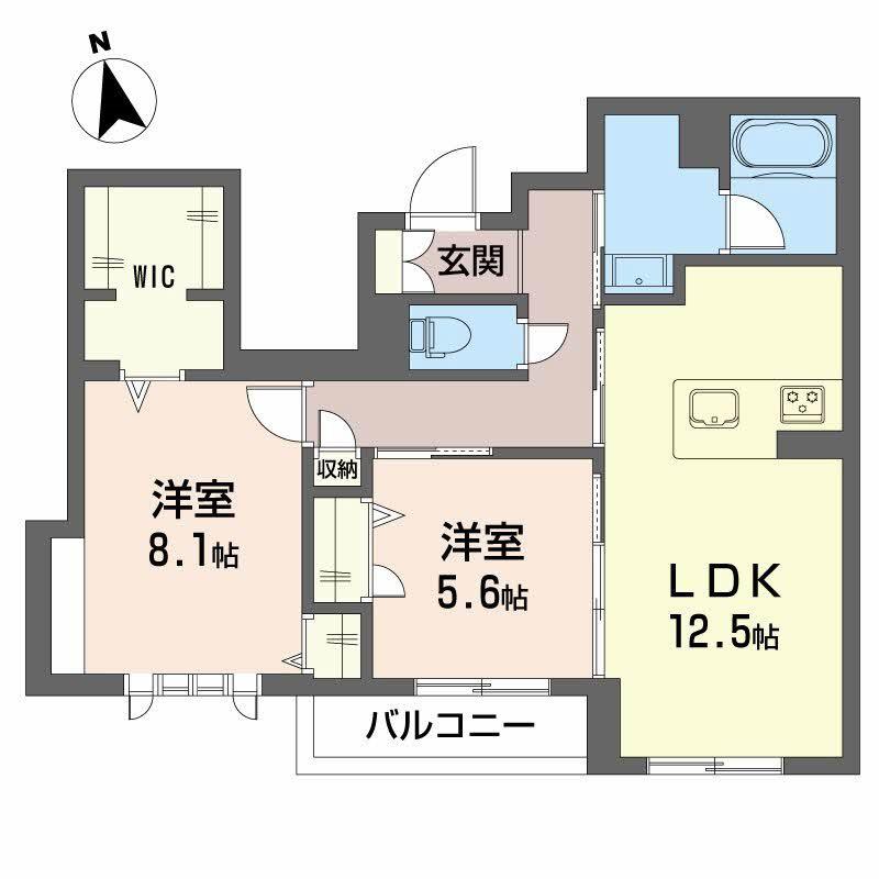 グランディア古川(2LDK/3階)の間取り写真