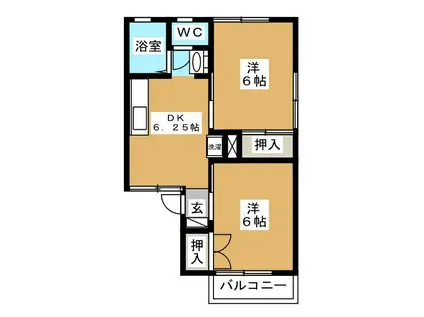 パークタウン北長野C棟(2DK/2階)の間取り写真