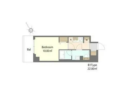 レジデンス船橋東中山(1K/1階)の間取り写真