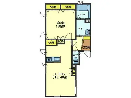 トラモント(1LDK/2階)の間取り写真