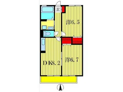 ハイムシンフォニアA(2DK/1階)の間取り写真