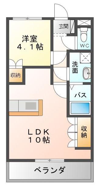 イーストリバー2(1LDK/2階)の間取り写真