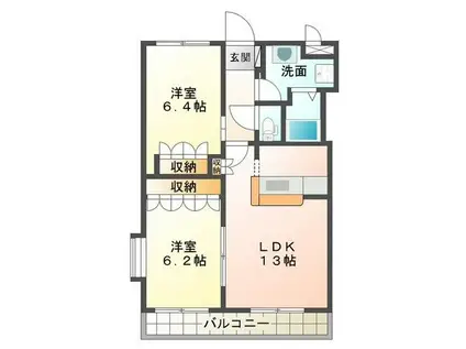 パルティール新入 II(2LDK/2階)の間取り写真