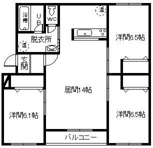 スプランドゥール(3LDK/3階)の間取り写真