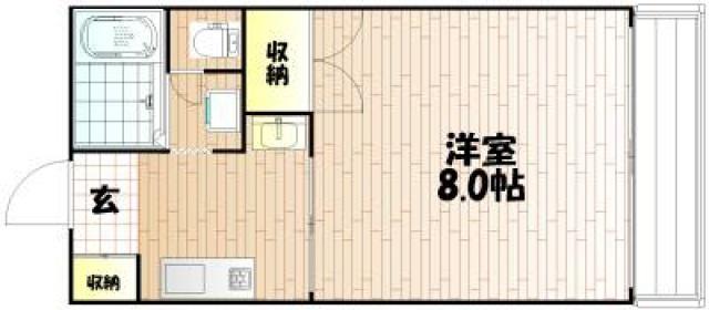 フラッツ野田(1K/1階)の間取り写真
