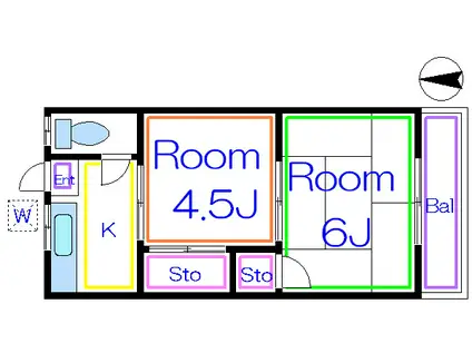 小林荘(2K/2階)の間取り写真