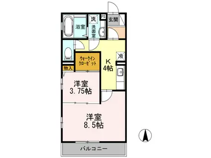 クレスト II(2K/3階)の間取り写真