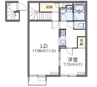レオネクストわかば(1LDK/2階)の間取り写真