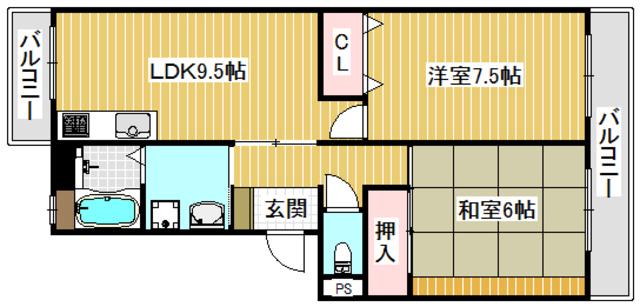 サニーコートII(2LDK/1階)の間取り写真