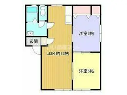 セゾンKM A棟(2LDK/2階)の間取り写真