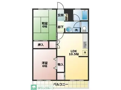 第2グリーンハイツ(2LDK/4階)の間取り写真