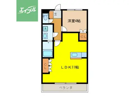 ウエストレジデンス(1LDK/2階)の間取り写真