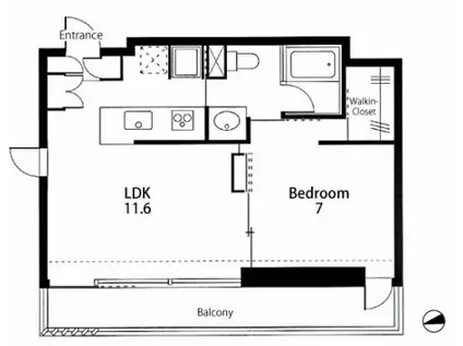 VILLA RONDO(1LDK/4階)の間取り写真
