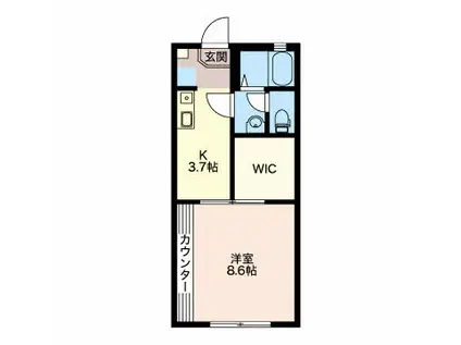 ディアス神ノ輪(1K/2階)の間取り写真