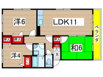カルムFM(3LDK/3階)の間取り写真