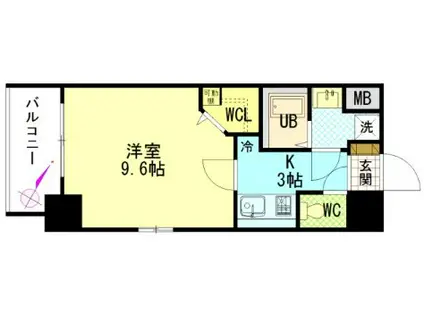 グラビスコート広島駅前通(1K/3階)の間取り写真