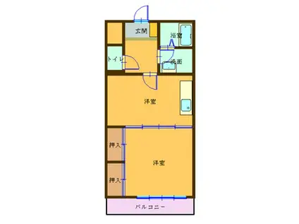 ダイヤモンドメゾン(1LDK/1階)の間取り写真