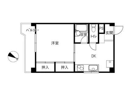 あすなろハイツ(1K/3階)の間取り写真