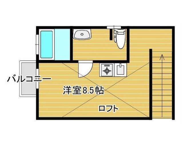 アミ鹿谷(ワンルーム/2階)の間取り写真