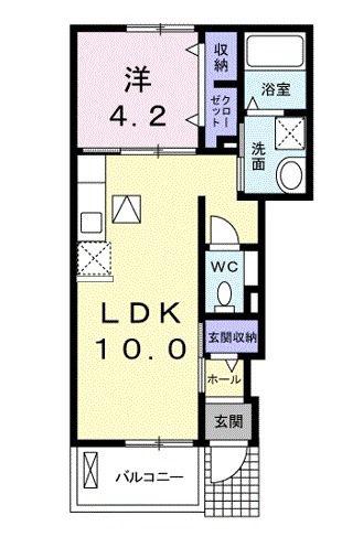 ホープヒルズC(1LDK/1階)の間取り写真