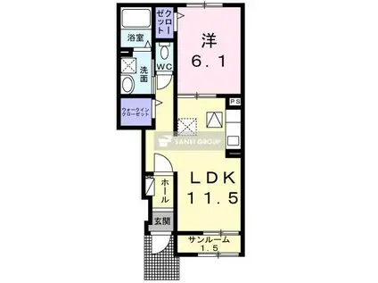 マロン・リジェールII(1LDK/1階)の間取り写真