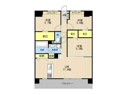 LIBTH光の森(3LDK/14階)の間取り写真