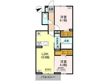 コーネル久方II(2LDK/1階)の間取り写真