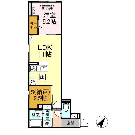 セレスティア下丸子(1LDK/1階)の間取り写真