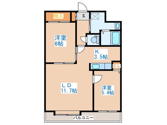 西町北五番館(2LDK/4階)の間取り写真