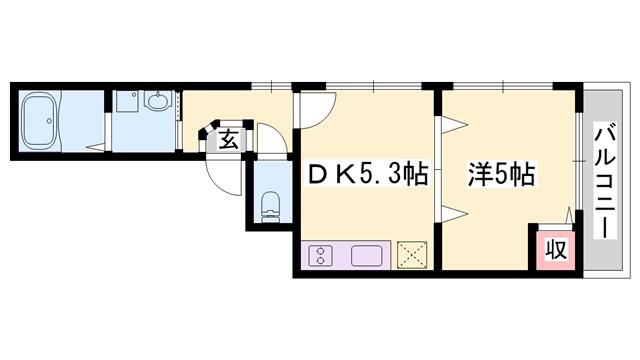 ULTYPURE(1DK/4階)の間取り写真