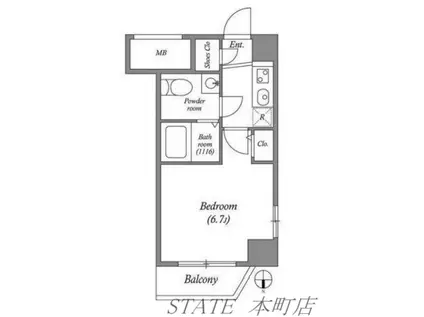 SERENITE本町REFLET(1K/7階)の間取り写真