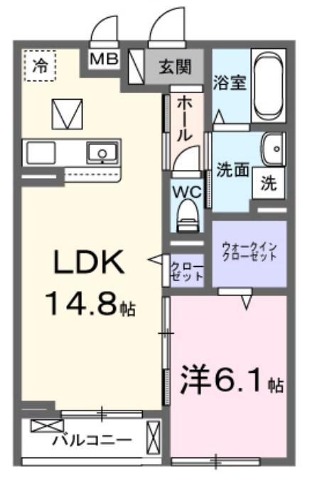 リヴァーサイド ヴィラ(1LDK/2階)の間取り写真