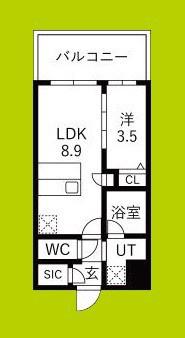 スプランディッド玉造(1LDK/4階)の間取り写真