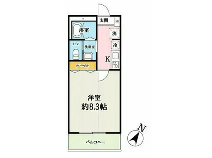 アトラス川越(1K/1階)の間取り写真