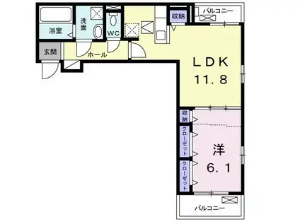 ベル アンジュ(1LDK/1階)の間取り写真