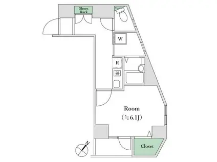 プレールドゥーク用賀(1K/6階)の間取り写真
