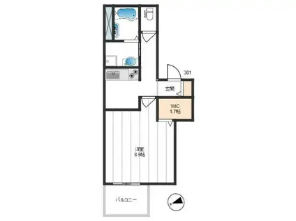 フォレスト(1K/3階)の間取り写真